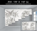 Gray Jungle Landscape Wallpaper Mural Tropical Banana Leaf Wall Mural (Not Peel and Stick) by CozyNest Decor