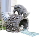 Collections Etc Curious Kitty Cat and Frog Gutter Downspout, Hand-Painted, Hollow Tree Stump Design, Grey by GreenHaven Gardens