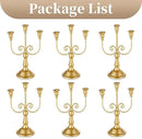 Sziqiqi Gold Taper Candle Holder for Centerpiece - 3-arm Candlesticks Holder for Wedding Table Centerpieces Metal Candle Stick Holders for Fireplace Mantle Set of 6 by CozyNest Decor