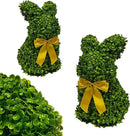 2 Pcs Artificial Bunny Shaped Topiary Trees, Artificial Green Boxwood Bunny Decorations with Gold Bow, Perfect for Indoor & Outdoor Front Porch, Easter& Garden Decor (Bunny Tree Without Base) by CozyNest Decor