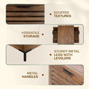 Bme Millie Coffee Tables for Living Room - Industrial Rustic - Two Drawers - Open Shelf - Rustic Scuffed Texture - Convenient Metal Handle and Sturdy Legs with Levelers - Easy Assembly - Chestnut by CozyNest Decor