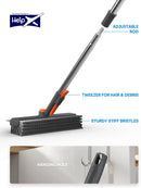 Floor Scrub Brush with Long Handle, 3 in 1 Multi-angle Swivel Right Angled Bristle Floor Scrubber Brush with Squeegee and Tweezer for Cleaning Tile Wall Deck Bathroom Patio Garage Kitchen (Grey) by GreenHaven Gardens
