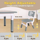 FUNLIO Kids Table and 4 Chairs Set, Height Adjustable Toddler Table and Chair Set for Ages 3-8, Easy to Wipe Arts & Crafts Table, for Classrooms/Daycares/Homes, CPC & CE Approved (5-Piece Set) - Gray by CozyNest Decor