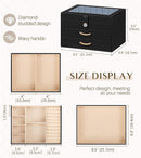 Black Jewelry Box Organizer: Home Decor for Women - 2-Drawer Holder for Valentine’s Day Birthday Christmas Black Grey-Blue by TinyTreasures Baby Boutique