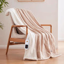 Sealy Electric Blanket Throw Size 50"*60",Super Cozy Flannel to Sherpa Reversible Heated Blanket Throw with 6 Heating Levels & 2-10 Hours Auto Off Overheating Protection Machine Washable,Beige by CozyNest Decor