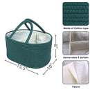 Large Baby Diaper Caddy Organizer for Girl Boy Rope Nursery Storage Bin Basket Portable Holder Tote Bag for Changing Table Car Travel Baby Shower Gifts basket dark green by TinyTreasures Baby Boutique