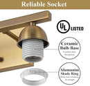 Stainless Steel Milk Glass Vanity Lights for Bathroom, 2 Light Brass Bathroom Light Fixtures Over Mirror, Ceramic E26 Sockets Wall Mounted by CozyNest Decor