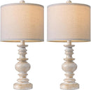 BOBOMOMO 20" Retro Table Lamps Set of 2 - Farmhouse Lamp for Living Room with Linen Shades, Rustic Bedside Nightstand Lamps, Resin Lamps for Bedroom Nursery Room Hallway - Ideal for Compact Spaces by CozyNest Decor