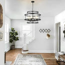24" Black Chandelier, 6-Light Farmhouse Pendant Light Fixture with Geometric Metal Frame, Modern Industrial Ceiling Hanging Light for Dining Room, Living Room, Bedroom, Kitchen Island, Hallway, Foyer by CozyNest Decor