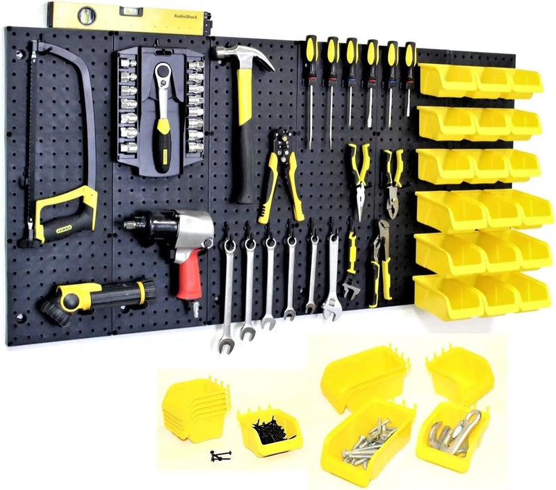 WallPeg 24" x 48" Pegboard Wall Organizer - Kit (PK-312-B) Peg Board Organizer Accessories for Garage pegboard Storage, Tool & Craft Organization with Pegboard. Hooks, and Peg Board Bins