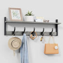 Tatub 29" Rustic Coat Rack Wall Mount with Shelf, Entryway Wall Hooks with Shelf and 5 Metal Hooks, Coat Hangers for Bathroom, Living Room, Bedroom, Kitchen, Grey by CozyNest Decor