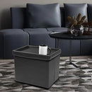 ALASDO Storage Ottoman Footrest Stool Small Ottoman with Storage Foldable Ottoman Leather Foot Rest Footstool Bench for Living Room 17x13x13inches Black by CozyNest Decor