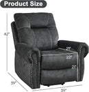 EBELLO Electric Power Recliner Chair with Massage and Heat, Soft Fabric Massage Recliner for Adults, Overstuffed Single Reclining Sofa, Vintage Rivet Mid-Century Design for Living Room, Grey by CozyNest Decor