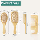 Bamboo Hair Brush Set - Natural Bamboo Paddle Detangling Hairbrush and Comb Set, Suit for Thick/Thin -Gift for Women Men and Kids by TinyTreasures Baby Boutique