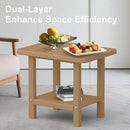 Outdoor Side Table - 2-Tier Storage All Weather Outdoor End Table for Patio - HDPE Morden Easy Maintenance Adirondack Side Table for Pool Porch Balcony Garden Lawn Backyard Outside Indoor by GreenHaven Gardens