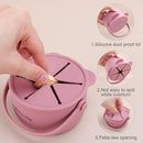 Snack Cups for Toddlers, Baby Snack Containers, Silicone Toddler Snack Cups No Spill, Food Catcher with Lid & Bucket-like Handle, BPA Free & Dishwasher Safe, 9 Ounce Rose by TinyTreasures Baby Boutique