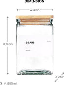 27 oz Glass Storage Jars with Bamboo Lid, set of 6, glass canisters with airtight lids, Clear jars with lids for Cookie, Candy, Tea, Coffee Bean and Rice (White) by CozyNest Decor