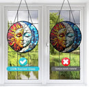 Sun and Moon Decor Stained Glass Window Hanging Suncatchers - Sun Catchers Indoor Window Christmas Decorations - Stained Glass Suncatcher with Hooks and Chain - Celestial Decor Gift for Men Women by GreenHaven Gardens