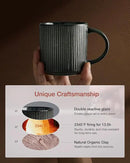 famiware Coffee Mug Set for 6, Star 12 oz Catering Mugs Cup Set with Handle for Coffee, Tea, Cocoa, Milk - Ceramic Stoneware Drinkware Set, Deep Forest by CozyNest Decor