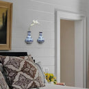 Set of Two Blue and White Porcelain Wall Vases for Flowers – Handmade Chinoiserie Ceramic Wall Mounted Flower Vase, Decorative Hanging Vases for Living Room, Bookshelf & Indoor Décor by CozyNest Decor