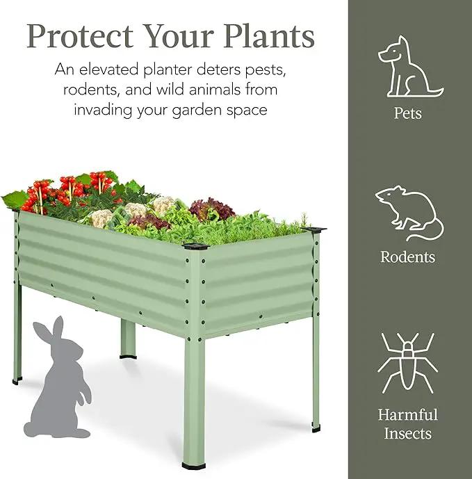 Best Choice Products 48x24x30in Galvanized Raised Garden Bed, Metal Elevated Planter Box, Vegetable Garden for Backyard, Patio, Balcony - Sage Green, photo 6 of 8