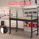 72" x 25" Heavy-Duty Adjustable Workbench with Power Outlets - 2000LB Capacity Garage Workbench, Rubberwood Top, Locking Wheels, Mobile Workstation for Workshop, Office & Home by GreenHaven Gardens
