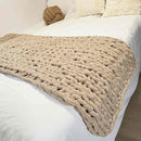 Chunky Knit Blanket Throw 48"x71", Chenille Throw Blankets, Handmade Warm & Cozy Blanket Couch Bed Home Decor, Soft Breathable Fleece Banket, Christmas for Couch Bed Sofa Best Gift (Tan) by CozyNest Decor