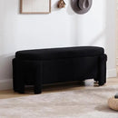 Modern Upholstered Storage Bench, Sherpa Fabric 50" Long Entryway Bench with Storage and Seating, Comfy Cute Ottoman Bench for Living Room/End of Bed/Hallway, Black by CozyNest Decor