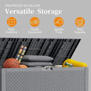 Outdoor Storage Box, 90 Gallon Deck Box, Waterproof Resin Storage Bin for Patio Cushions, Gardening Tools, Lockable, UV Resistant, Grey by GreenHaven Gardens
