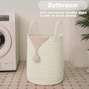 Large Woven Laundry Basket Hamper,80L Cotton Rope Storage Bin for Blankets,Toys and Clothes,Decorative Tall Nursery Hamper for Living Room,Baby Nursery,Bathroom and Bedroom,White by CozyNest Decor