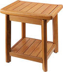 Teak Shower Bench-Solid Teak Wood Shower Chair with Storage Shelf, Stable Non-Slip Bathroom Stool for Elderly & Recovery, Heavy Duty Shower Seat for Inside Shower & Tub Safety 14 inch by TinyTreasures Baby Boutique