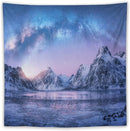 HZOHNAGO Mountain Tapestry Aurora Snow Mountain Sunset Pattern Printed Wall Tapestry Wall Hanging for Bedroom Living Room Dorm 60" W x 60" H by CozyNest Decor