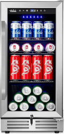 15'' Beverage Refrigerator and Beer Fridge Under Counter Built-in or Freestanding,127 Cans Beverage Cooler with Glass Door and Lock for Bottles and Cans Beer/Soda/Water/Wine by CozyNest Decor