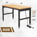 HABUTWAY Height Adjustable Workbench 48"x 24" 2000 Lbs Capacity Solid Wood Work Station Heavy-Duty Work Tables with Power Outlets for Garage Party Shop Office by GreenHaven Gardens