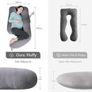 MOON PARK Pregnancy Pillows for Sleeping - U Shaped Full Body Maternity Pillow with Removable Cover - Support for Back, Legs, Belly, HIPS - 65 Inch - Dark Grey - Cooling Cover by TinyTreasures Baby Boutique