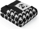 Snuggle Sac Houndstooth Throw Blanket for Couch, Reversible Super Soft Warm Blankets Cozy Knit Fuzzy Plush Lightweight Throws for Sofa, Bed, Camping, Black,50x60 inches by TinyTreasures Baby Boutique