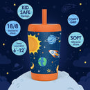 Kid Insulated Stainless Steel Tumbler with Silicone Straw, 12oz Sippy Cup for Kids (Outer Space) by TinyTreasures Baby Boutique