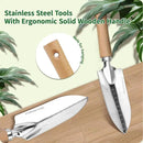 Gardening Tools 10-Piece Heavy Duty Stainless Steel Hand Tools with Durable Garden Tools Storage Tote,Rust-Proof Garden Tool Set, Ideal Gardening Gifts for Women Yellow Floral Pattern Design by GreenHaven Gardens