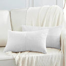 Fancy Homi 2 Packs White Long Lumbar Decorative Throw Pillow Covers 12x24 Inch for Couch Bed Sofa, Rustic Farmhouse Boho Home Decor, Soft Striped Corduroy Rectangle Accent Cushion Case 30x60 cm by CozyNest Decor
