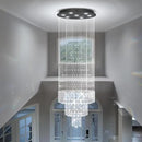 Flashing God D24''XH86'' Modern Foyer Chandelier for High Ceiling Raindrop Crystal Chandelier High Ceiling Pendant Light Fixture for Hallway Living Room (Black Staircase Chandeliers) by CozyNest Decor