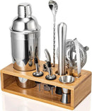 Cocktail Shaker Set, Mixology Bartender Kit 10-Piece Bar Tool Set with Stylish Bamboo Stand, Bar kit: Matini Shaker Mixing Spoon Muddler Jigger Cocksrew for Barware Set by CozyNest Decor