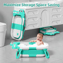 MoreFeel Collapsible Baby Bathtub for Newborn with Thermometer & 1 Hooded Towel & 1 Soft Floating Cushion,Portable Travel Bathtub with Drain Hole, Durable Foldable Baby Tubs for Infants to Toddler by TinyTreasures Baby Boutique