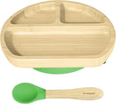 Abiie Octopod Bamboo Dish - Kids Plates for 4 months and up, 3-Compartment Baby Plates with Suction, Triangle Bamboo Baby Plate, Mess-Free Toddler Suction Plates, Baby Feeding Supplies, 8.3x1.9x7.7 in by TinyTreasures Baby Boutique