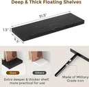 Fun Memories Black Floating Shelves 32 Inch Long, 9 Inch Deep Floating Bookshelf Wall Mounted, Farmhouse Wood Shelves White for Bathroom, Living Room, Bedroom, Home Decor Deep Shelf for Wall Set of 2 by CozyNest Decor
