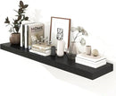 Black Floating Shelves for Wall - 55 Inch Wide x 12 Inch Deep Wall Shelves Set of 1 - Rustic Black Wood Shelves for Living Room, Bathroom, Laundry Room, Bedroom, Kitchen, Home Office by CozyNest Decor