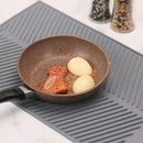 Silicone Dish Drying Mat for Kitchen Counter, 15''x 10'' Drying Mat with Drain Lip, Non-Slip Dish Drainer Mats with Built-in Drain, Heat Resistant Drain Pad on Countertop, Gray by CozyNest Decor