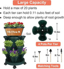 Vertical Planter 4 Tier Stackable Planters Garden Planters Strawberry Herb Flower and Vegetable Planter Indoor Outdoor Gardening Pots with Removable Wheels and Tools 2-Pack by GreenHaven Gardens