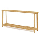 2-Tier Farmhouse Sofa Table with Teak Wood Frame and Storage Shelf by LJGDeals