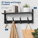 Tatub 20" Rustic Coat Rack Wall Mount with Shelf, Wall Hooks with Shelf, Heavy Duty Entryway Organizer Hangers for Hanging, Hat, Bag, Jacket for Bathroom, Living Room, Bedroom, Black by CozyNest Decor
