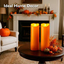 Homemory 4"x12" Halloween Orange Flameless Candles, Fall Candles, Outdoor Waterproof Flameless Candles with Remote and Timers, Battery Operated LED Pillar Candles, Won't Melt Plastic, Set of 2 by CozyNest Decor